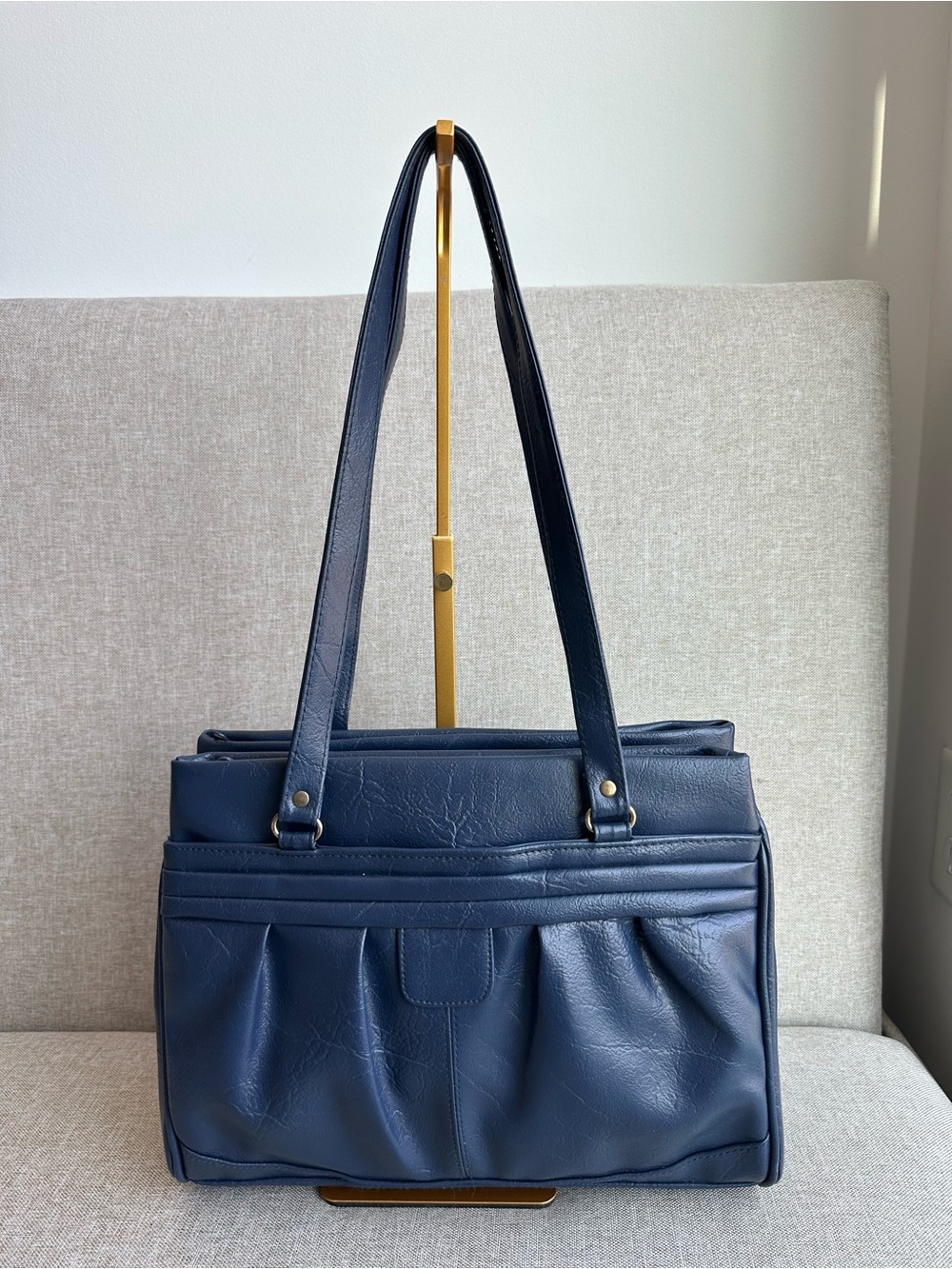 Vintage Mitzi Navy Blue Faux Leather Handbag